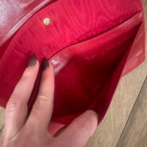 Designer CC Vintage Lambskin Double Flap Timeless Wallet Clutch Red - Picture 8 of 10